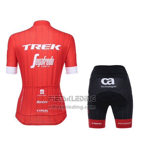 2018 Fietskleding Vrouw Trek Segafredo Rood Korte Mouwen en Koersbroek